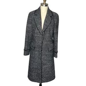 Lafayette 148 Women's Boucle Tweed Black and White Longline Jacket Size 8
